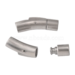 Tarnish Resistant 304 Stainless Steel Bayonet Clasps, Tube, Frosted, Stainless Steel Color, 30x8x9mm, Hole: 6mm(STAS-F131-22P)