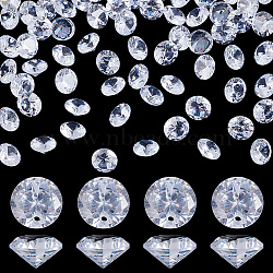 Elite Cubic Zirconia Charms, Faceted, Flat Round, Clear, 8x4mm, Hole: 1mm, 120pcs/box(FIND-PH0007-11)