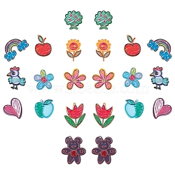 SUNNYCLUE 22Pcs 11 Style Transparent Acrylic Pendants, 3D Printed, Flower & Apple & Bear & Rooster/Cock & Rainbow with Cloud & Heart, Mixed Color, 2pcs/style(KY-SC0001-49)