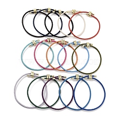 Braided Round Imitation Leather Bracelets Making, with Golden Tone Brass Beads, Mixed Color, Inner Diameter: 2-7/8 inch(7.45cm)(BJEW-H610-03G)