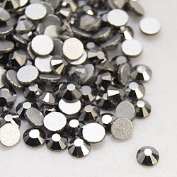 Glass Flat Back Rhinestone, Grade A, Back Plated, Faceted, Half Round, Hematite, 6.3~6.5mm, about 288pcs/bag(X-RGLA-C002-SS30-566)