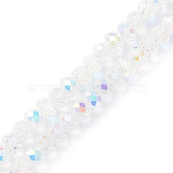 Electroplate Transparent Glass Beads Strands, AB Color Plated, Faceted, Rondelle, Clear, 5.5x4mm, Hole: 1mm, about 100pcs/strand, 17.01''(43.2cm)(EGLA-K015-07F)