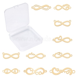 SUNNYCLUE 10Pcs 10 Style 304 & 201 Stainless Steel Links Connectors, Infinity, Golden, 1pcs/style(STAS-SC0002-55G)