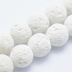 Synthetic Lava Rock Beads Strands, Dyed, Round, White, 6mm, Hole: 1mm, , about 63pcs/strand, 15.7 inch(40cm)(G-F549-6mm-B14)