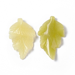 Natural Lemon Jade Pendants, Leaf Charms, 41.5x25~26x5mm, Hole: 0.8mm(G-I336-01-28)