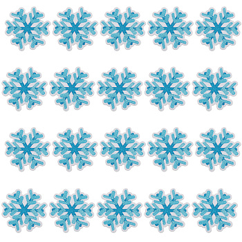 Computerized Embroidery Cloth Iron on/Sew on Patches, Costume Accessories, Appliques, Snowflake, Light Sky Blue, 62x63~65x1mm