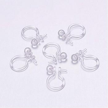 Plastic Clip-on Earring Findings, Clear, 11x8x3mm