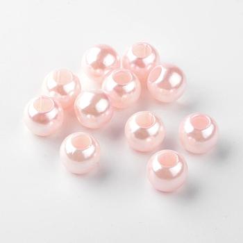 ABS Plastic Imitation Pearl European Beads, Large Hole Rondelle Beads, PapayaWhip, 11.5~12x10mm, Hole: 5mm