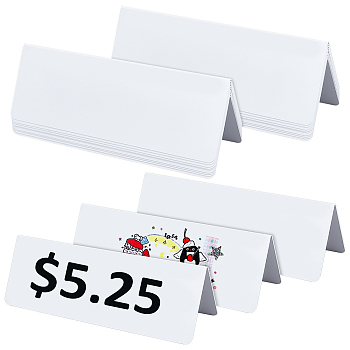 Tabletop Erasable PVC Price Tags, Rectangle, White, 20x7cm