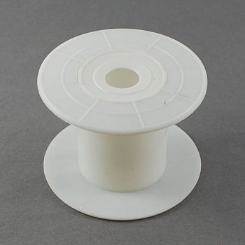 Plastic Spools, Wheel, White, 38x49.5mm, Hole: 14mm