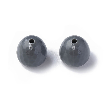 Opaque Acrylic Beads, Faceted, Teardrop, Gray, 15x14.5mm, Hole: 2mm, about 243pcs/500g