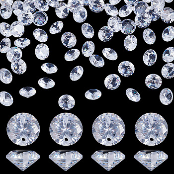 Elite Cubic Zirconia Charms, Faceted, Flat Round, Clear, 8x4mm, Hole: 1mm, 120pcs/box