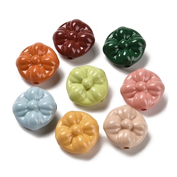 Baking Paint Acrylic Beads, Flower, Mixed Color, 21x20x11.5mm, Hole: 2.5mm