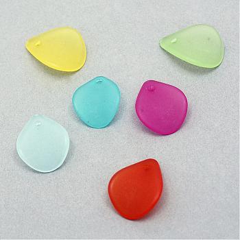Transparent Acrylic Pendants, Frosted, Leaf, Mixed Color, 16x12.5x3.5mm, Hole: 1.5mm, about 2000pcs/500g