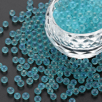 DIY 3D Nail Art Decoration Mini Glass Beads, Tiny Caviar Nail Beads, AB Color Plated, Round, Sky Blue, 3.5mm, about 450g/bag