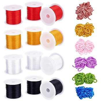 SUPERFINDINGS DIY Fishing Thread Nylon Wire,10S Arm Knitting Yarn, Mixed Color, 0.4mm, Nylon Wire: 12rolls/bag