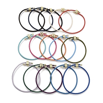 Braided Round Imitation Leather Bracelets Making, with Golden Tone Brass Beads, Mixed Color, Inner Diameter: 2-7/8 inch(7.45cm)