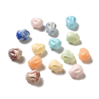 Synthetic Coral Carved Beads, Dyed, Mixed Color, Rabbit, 14~15x11~12.5x10~11mm, Hole: 1.5mm