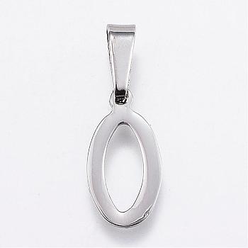 304 Stainless Steel Pendants, Oval Ring, Stainless Steel Color, 18x9.5x1.5mm, Hole: 3.5x9mm