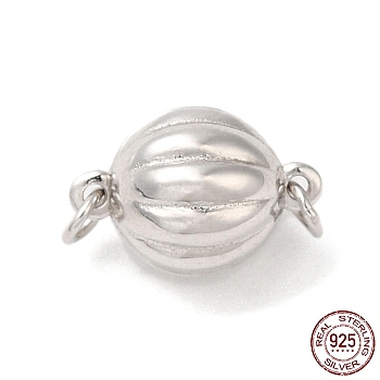 Rhodium Plated 925 Sterling Silver Magnetic Clasps, Lantern, with 925 Stamp, Real Platinum Plated, 14x8mm, Hole: 1.5mm