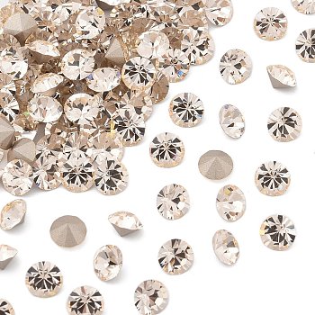 Preciosa&reg MAXIMA Crystal Round Stones, Czech Crystal, Dura Foiling, Round(431 11 615 Chaton), 00520 Light Gold Quartz, SS39(8.15~8.4mm)