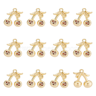 Real 18K Gold Plated Chocolate Cherry Brass+Cubic Zirconia Charms