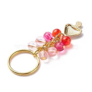 4Pcs Heart/Rainbow/Mermaid/Mushroom Alloy Enamel Pendant Keychain(KEYC-JKC00412-02)-6