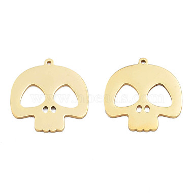 Real 18K Gold Plated Skull 304 Stainless Steel Pendants