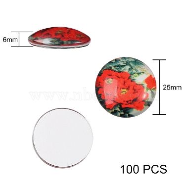 Flower Printed Glass Cabochons(GGLA-SZ0001-15)-6