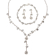 1 Set Crystal Rhinestone Lariat Necklace & Link Chain Bracelet & Dangle Stud Earrings(SJEW-AN0001-04)-1