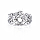 304 Stainless Steel Heart Crown Open Cuff Ring for Women(RJEW-S405-259P)-2