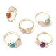 Natural & Synthetic Mixed Gemstone Braided Bead Style Finger Ring(RJEW-JR00615)-1