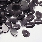 Cat Eye Cabochons, teardrop, Black, 25x18x4mm(X-CE-J001-18x25mm-33)