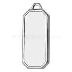 304 Stainless Steel Rectangle Pendant Cabochon Settings, Stainless Steel Color, Tray: 12x29mm, 36x15mm(PW-WGC3B04-01)