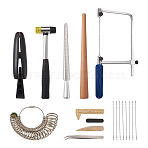 Measuring Tool Sets, with Aluminium Ring Size Sticks Ring Mandrel, Alloy American Calibration Ring, Rubber Hammers, Wood Ring Enlarger Sizer Tool, Cutting and Polish Tool Set, Mixed Color(DIY-TA0008-12)