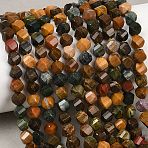 Natural Ocean Jasper Beads Strands, Faceted, Twist, 6~6.5x5x5mm, Hole: 1mm, about 58~61pcs/strand, 14.17''~14.69''(36~37.3cm)(G-P611-C05-01)