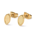 Ion Plating(IP) 304 Stainless Steel Stud Earring Finding, Earring Settings, Horse Eye, Golden, 9.3x5mm, Pin: 0.8mm, Tray: 7.5x3.4mm(EJEW-I285-02G)