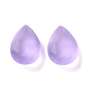 Frosted Glass Rhinestone Cabochons, Faceted, Pointed Back, Teardrop, Violet, 18x13x7mm(RGLA-G022-02A-371)