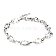 304 Stainless Steel Paperclip Chain Bracelets, Stainless Steel Color, 6-3/4 inch(17.1cm)(BJEW-M308-01P)