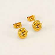 Chunk Letter 304 Stainless Steel Stud Earrings for Women, Real 18K Gold Plated, Letter G, 7.5~8.5x5~10.5mm(EJEW-G386-01G-G)