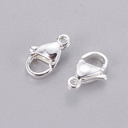 304 Stainless Steel Lobster Claw Clasps, Parrot Trigger Clasps, Silver Color Plated, 14.5x9x4mm, Hole: 1.6mm(STAS-E464-21F-S)