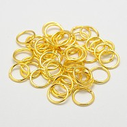 Brass Round Rings, Soldered Jump Rings, Closed Jump Rings, Cadmium Free & Nickel Free & Lead Free, 18K Gold Plated, 21 Gauge, 5x0.7mm, Inner Diameter: 3mm(KK-WH0084-05C-G)