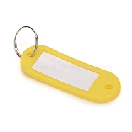 Polyethylene(PE) Key Tags, with Iron Split Ring Label Window, for Luggage Tag Keychain, Oval, Yellow, 58x22x3mm, Hole: 3~4mm, Inner Size: 35x15mm, Ring: 17.5x2mm, Inner Diameter: 16mm(AJEW-WH0114-46B)