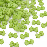 2-Hole Plastic Buttons, Bowknot, Yellow Green, 6x9x2mm, Hole: 1.5mm(BUTT-N018-028-06)