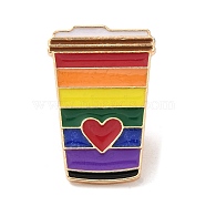 Pride Rainbow Theme Enamel Pins, Light Gold Alloy Badge for Backpack Clothes, Colorful, Drink, 25x16.5x1.5mm(JEWB-G031-01R)