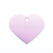Colored Aluminum Pendants, Laser Cut, Double Sided Dog Pet Name Phone Number ID Tag Charm, Heart, Pearl Pink, 33x37.6x1mm, Hole: 4mm(ALUM-S018-JA636-3)