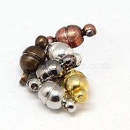 Round Brass Magnetic Clasps with Loops, N35 Grade Strong Magnet, Oval, Nickel Free, Mixed Color, 11x5mm, Hole: 1mm(X-KK-D331-M-NF)