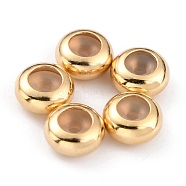 Brass Beads, with Rubber Inside, Slider Beads, Stopper Beads, Long-Lasting Plated, Rondelle, Real 24K Gold Plated, 5x2.5mm, Rubber Hole: 1.2mm(X-KK-O133-207A-G)