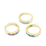 Synthetic Opal Finger Rings, with Brass Findings, Long-Lasting Plated, Mixed Color, Golden, US Size 7 1/4(17.5mm)(RJEW-O026-04G)