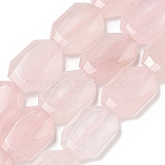 Natural Rose Quartz Beads Strands, Hexagon, Faceted, 12x17x5mm, Hole: 1mm, about 24pcs/strand, 15.55''(39.5cm)(G-P544-B07-01)